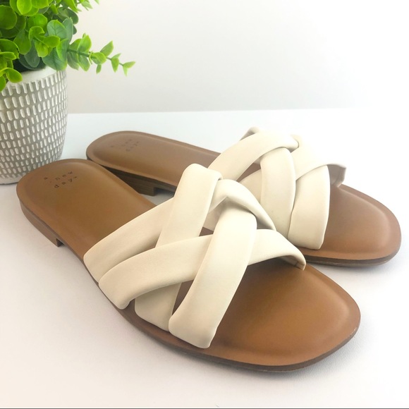 a new day Shoes - A New Day Rory Padded Slide Sandals White Size 8.5